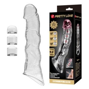 PRETTY LOVE – CAPA EXTENSORA DE PÊNIS AJUSTÁVEL 28 CM Ø 4,5 CM TRANSPARENTE