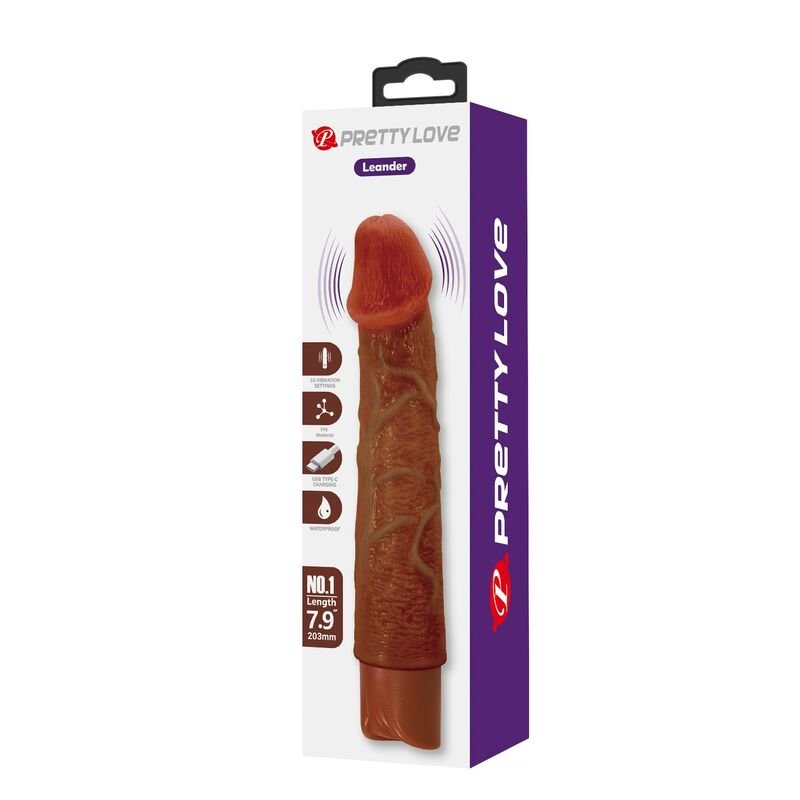 PRETTY LOVE - VIBRADOR REALISTA LEONARDO 20 CM Ø 4 CM MARROM - Image 3