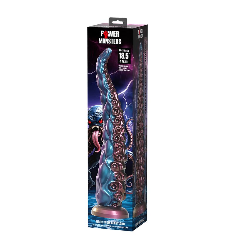 POWER MONSTERS - DILDO DE SILICONE FANTASIA TRICOLOR COM TENTÁCULOS ABISSAIS 46 CM Ø 7 CM - Image 2