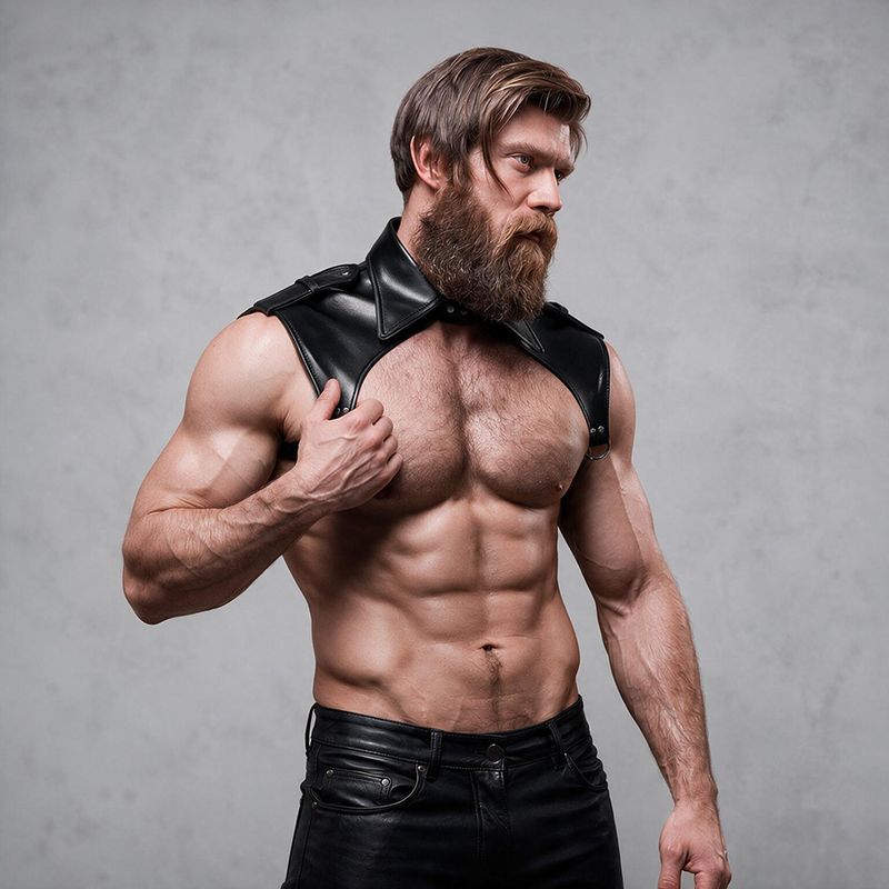 FETISH SUBMISSIVE ATTITUDE - ARNÊS DE PESCOO DE COURO ECOLÓGICO AJUSTVEL BRIGADE MASCULINO - Image 3