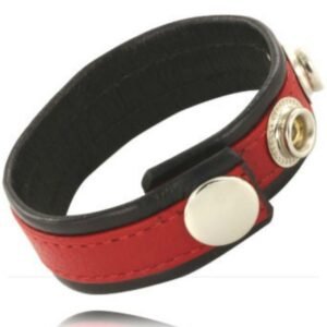 LEATHER BODY – CINTA DE COURO AJUSTVEL PARA PÊNIS VERMELHO-PRETO