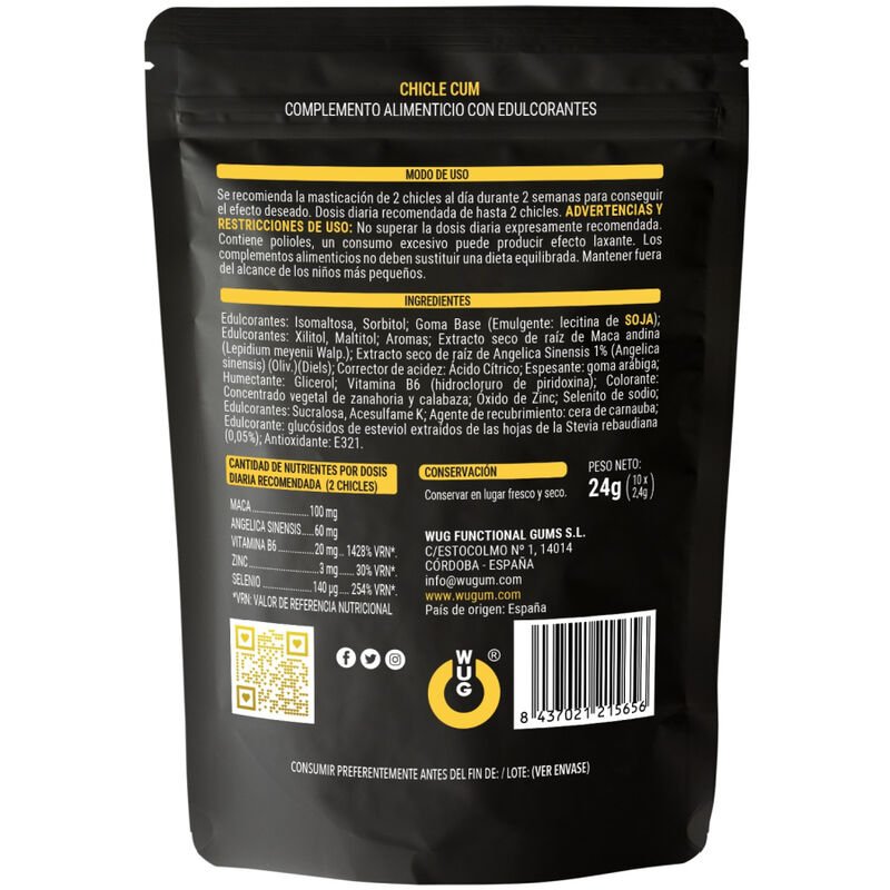 WUG CUM – Goma de mascar funcional com sabor de banana para aumentar a fertilidade, a vitalidade e a energia masculina. - Image 2