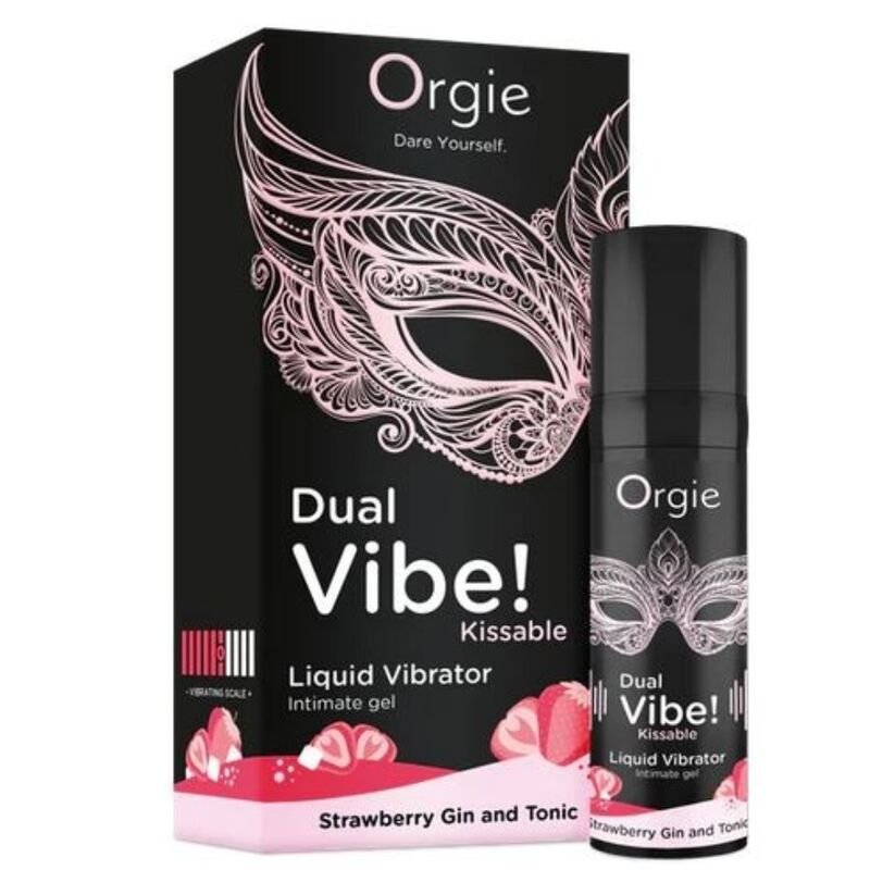 ORGIE - DUAL VIBE! VIBRADOR LÍQUIDO BEIJÁVEL COM SABOR DE MORANGO, GIN TÔNICA, 15 ML - Image 4