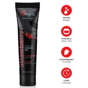 ORGIE – LUBRIFICANTE EM TUBO SABOR MORANGO, GEL ÍNTIMO À BASE DE ÁGUA, 100 ML