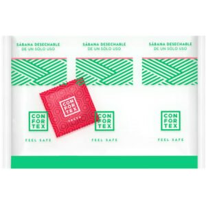 CONFORTEX – FOLHAS HIGIÊNICAS DESCARTÁVEIS, SACOLA INDIVIDUAL + PRESERVATIVO DE MORANGO